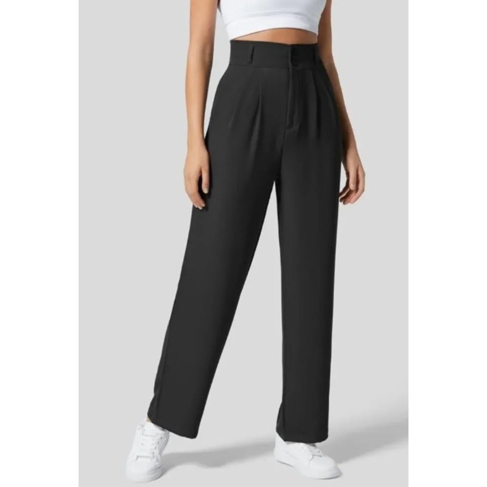 NEW Halara Black High Waisted Straight Leg Work Pants Med Capsule Office Career